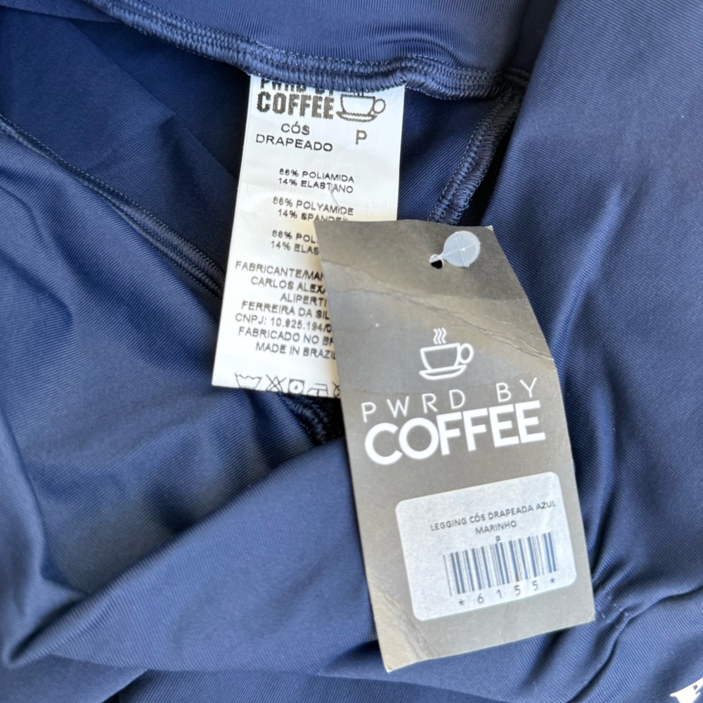 NWT PWRD By Coffee Made in Brazil Navy Blue Leggings Size P/S - Picture 6 of 6